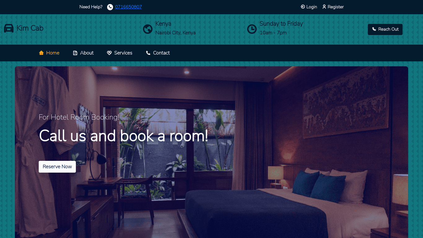 Kim Cab Services project screenshot